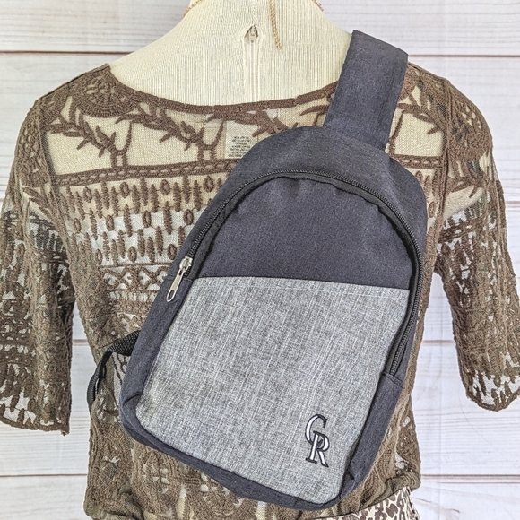 Colorodo Rockies Baseball Buckle Sling Bag in Black and Gray NWOT - Picture 1 of 7